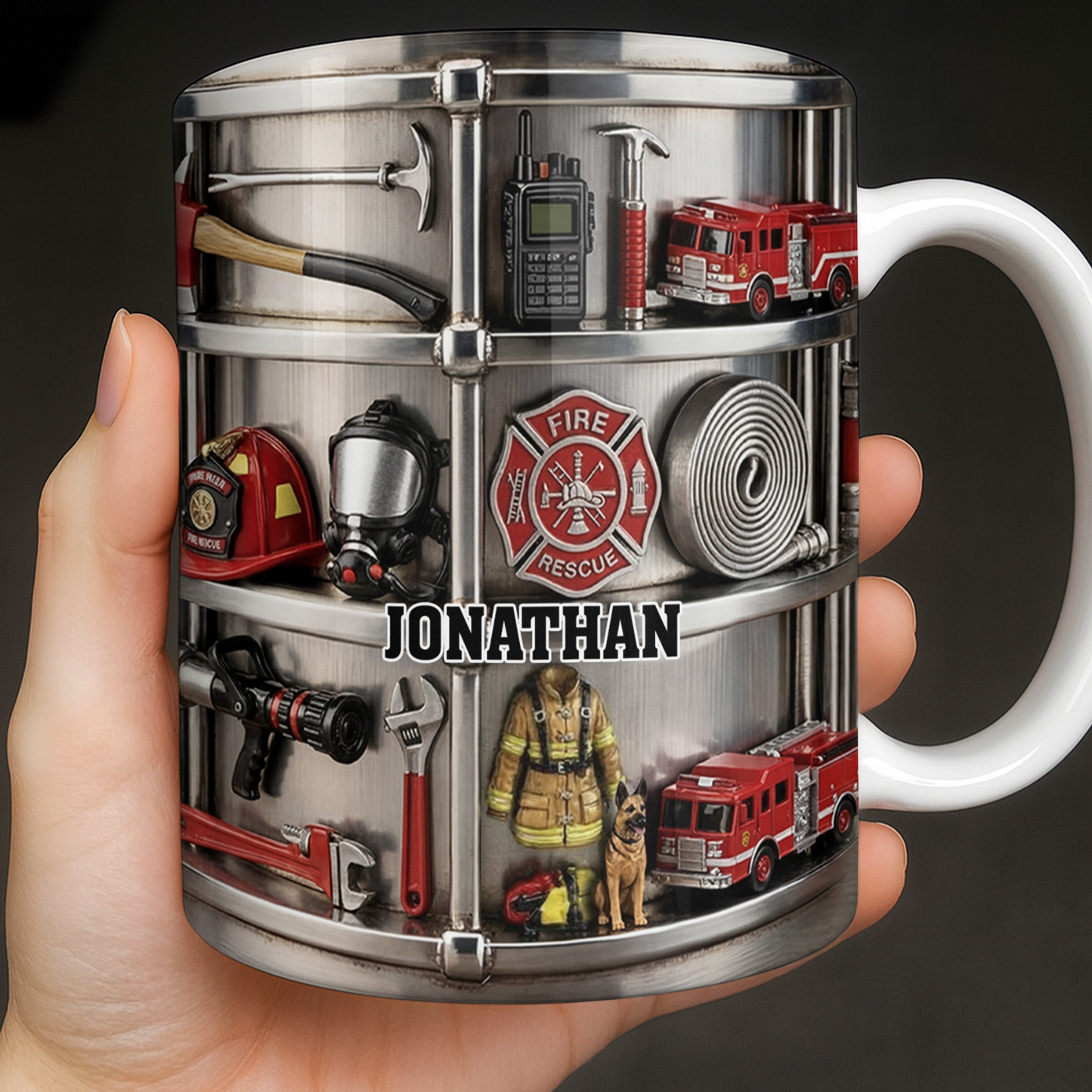 Fire Rescue Themed Personalized Coffee Mug, Custom Gift For Firefighters