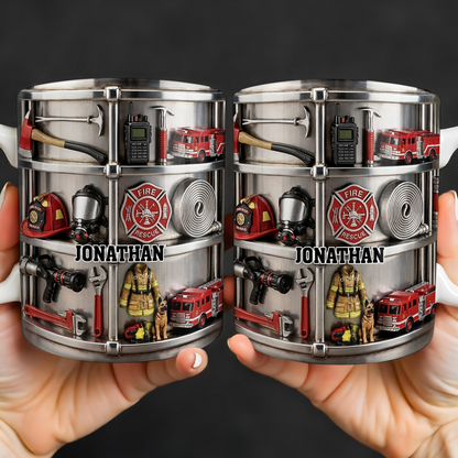 Fire Rescue Themed Personalized Coffee Mug, Custom Gift For Firefighters