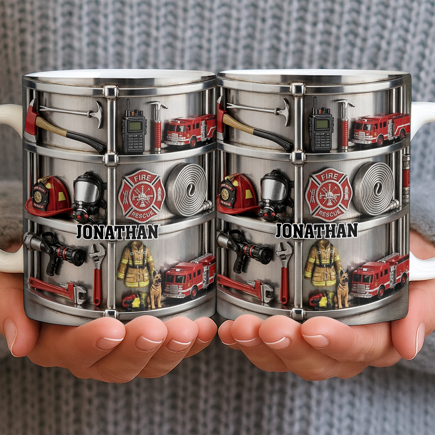 Fire Rescue Themed Personalized Coffee Mug, Custom Gift For Firefighters