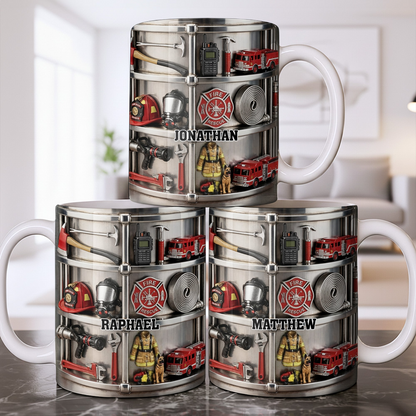 Fire Rescue Themed Personalized Coffee Mug, Custom Gift For Firefighters