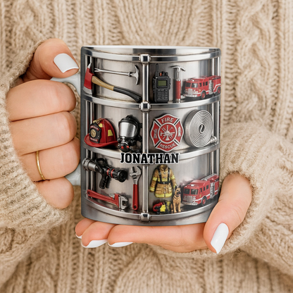 Fire Rescue Themed Personalized Coffee Mug, Custom Gift For Firefighters