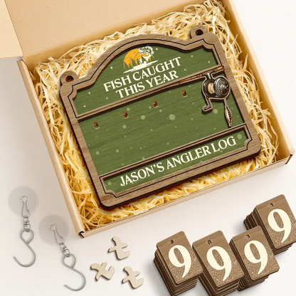 Fish Caught This Year - Personalized Hanging Tracker Sign (3 Digits)