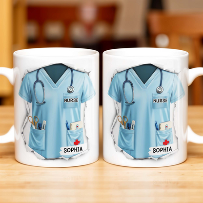 Celebrate Your Favorite Nurse, Nurse Uniform And Medical Tools, Personalized Custom Coffee Mug, Gift For Nurses