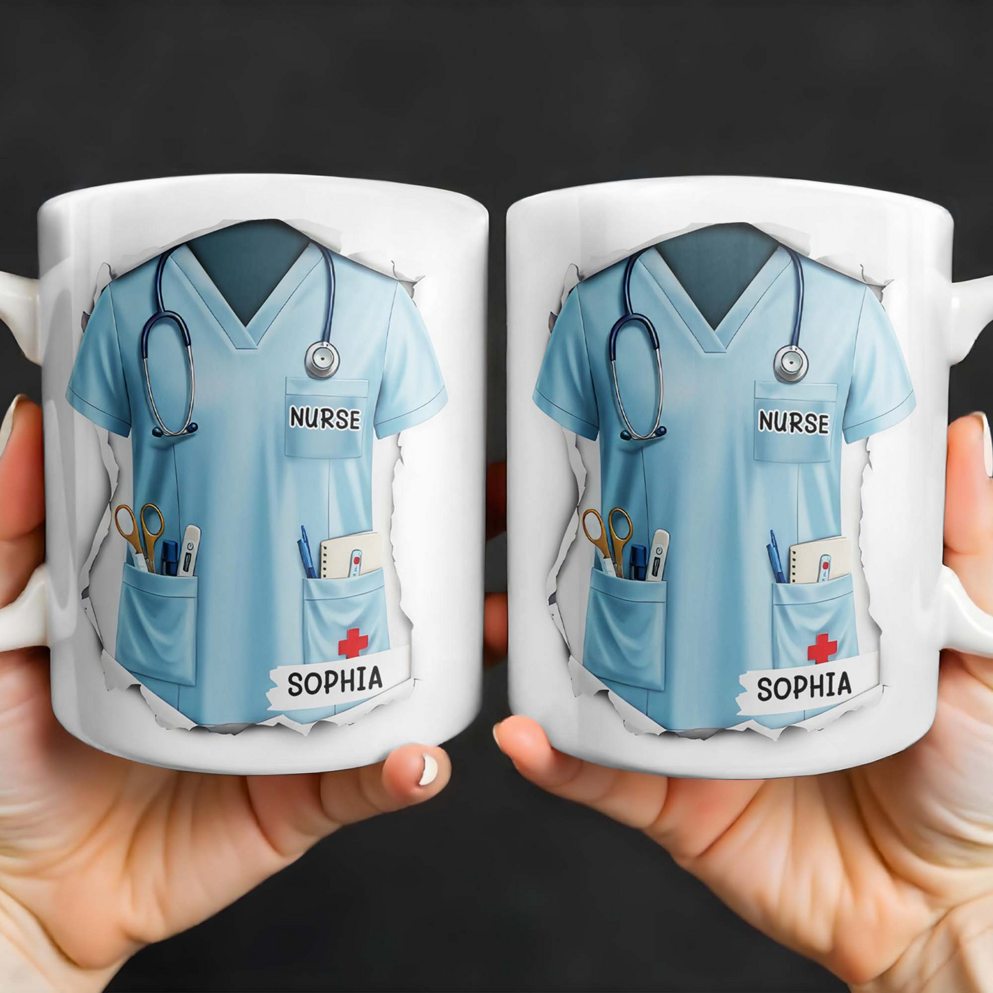 Celebrate Your Favorite Nurse, Nurse Uniform And Medical Tools, Personalized Custom Coffee Mug, Gift For Nurses