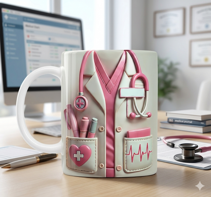 Medical Appreciation Design With Stethoscope - Personalized 3D Effect Coffee Mug, DOCTOR Medical Mug, Gift for Doctors Medical Student Gifts for Men, Doctor's Day Md Graduation Gifts for Graduates