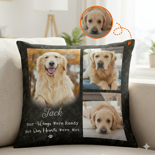 Your Wings Were Ready But Our Hearts Were Not Pillow - Personalized Photo Gift For PetLovers