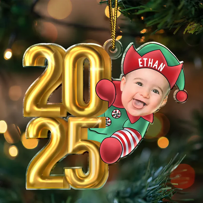 Custom Photo Christmas Santa Baby - Personalized Cutout Acrylic Ornament