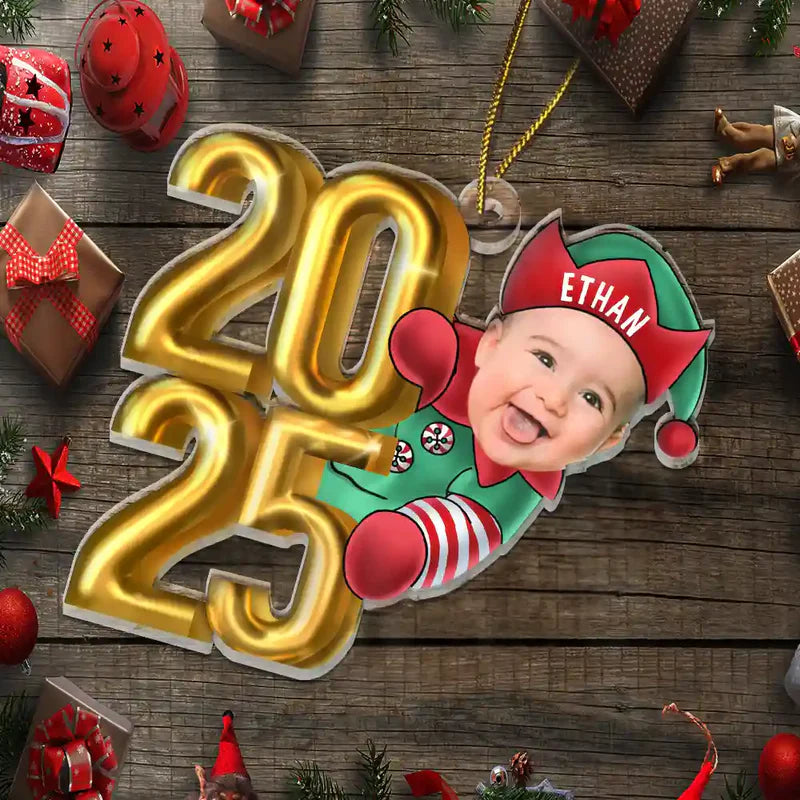 Custom Photo Christmas Santa Baby - Personalized Cutout Acrylic Ornament