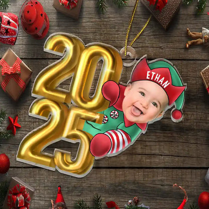 Custom Photo Christmas Santa Baby - Personalized Cutout Acrylic Ornament