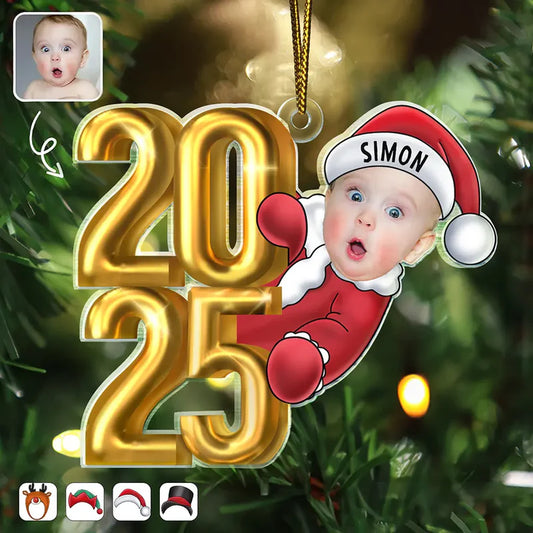 Custom Photo Christmas Santa Baby - Personalized Cutout Acrylic Ornament