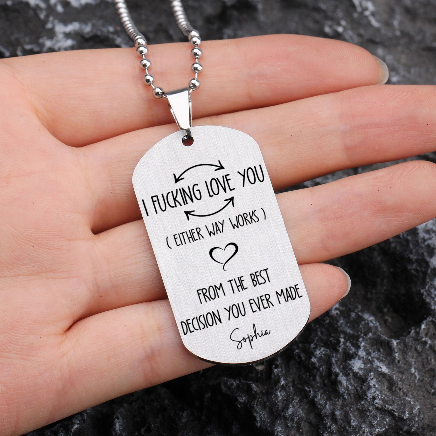 I F-king Love You Anniversary Gifts For Men - Personalized Photo Dog Tag Necklace