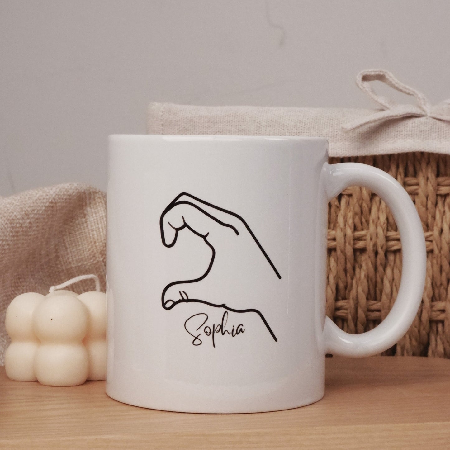 Personalized Matching Heart Hands Coffee Mug Set – Custom Name Couple Mugs for Anniversary, Valentine’s Day & Christmas Gifts