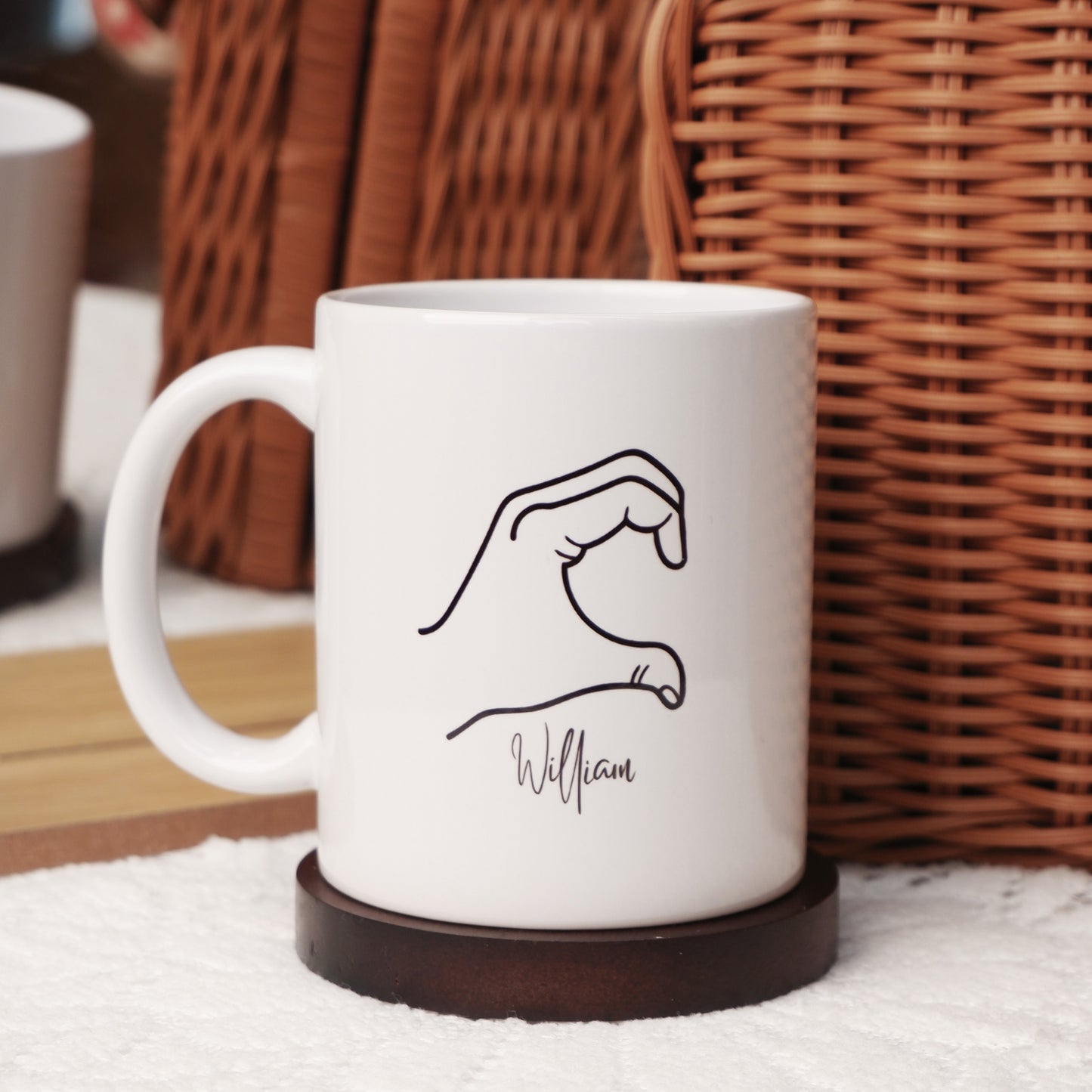 Personalized Matching Heart Hands Coffee Mug Set – Custom Name Couple Mugs for Anniversary, Valentine’s Day & Christmas Gifts