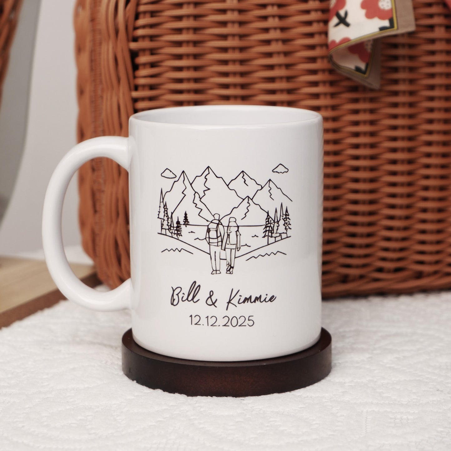 Personalized Adventure Partners for Life Matching Mugs – Custom Couple Name Mug Set, Anniversary & Valentine Gift