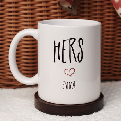 Personalized His & Hers Couple Mugs – Custom Name Mug Set for Valentine’s Day, Anniversaries, and Couples