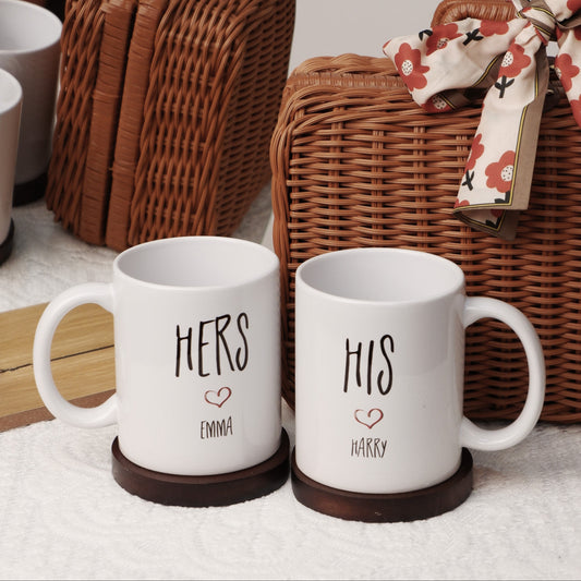 Personalized His & Hers Couple Mugs – Custom Name Mug Set for Valentine’s Day, Anniversaries, and Couples