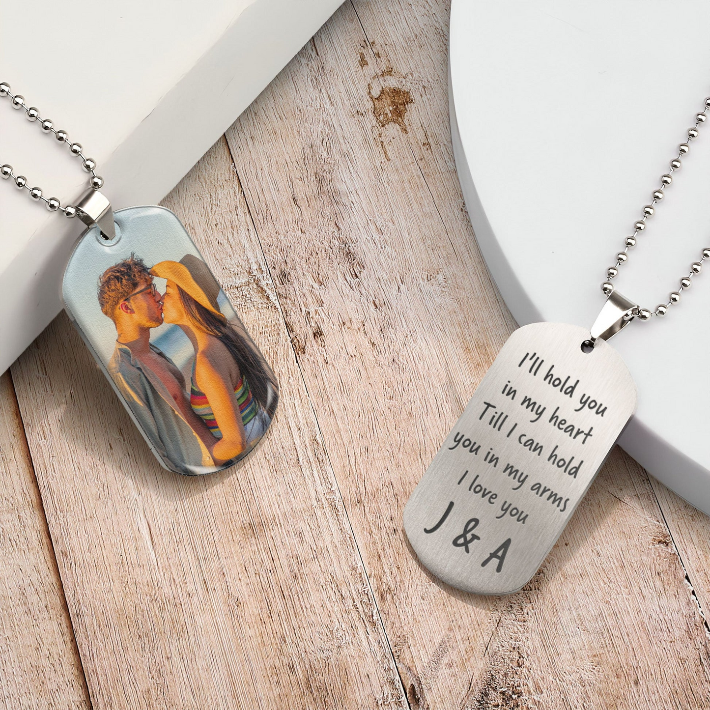 I'll Hold You In My Heart - Personalized Photo Dog Tag Necklace