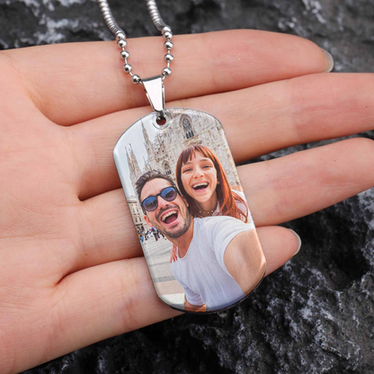 I'm Carrying Your Love With Me - Personalized Photo Dog Tag Necklace