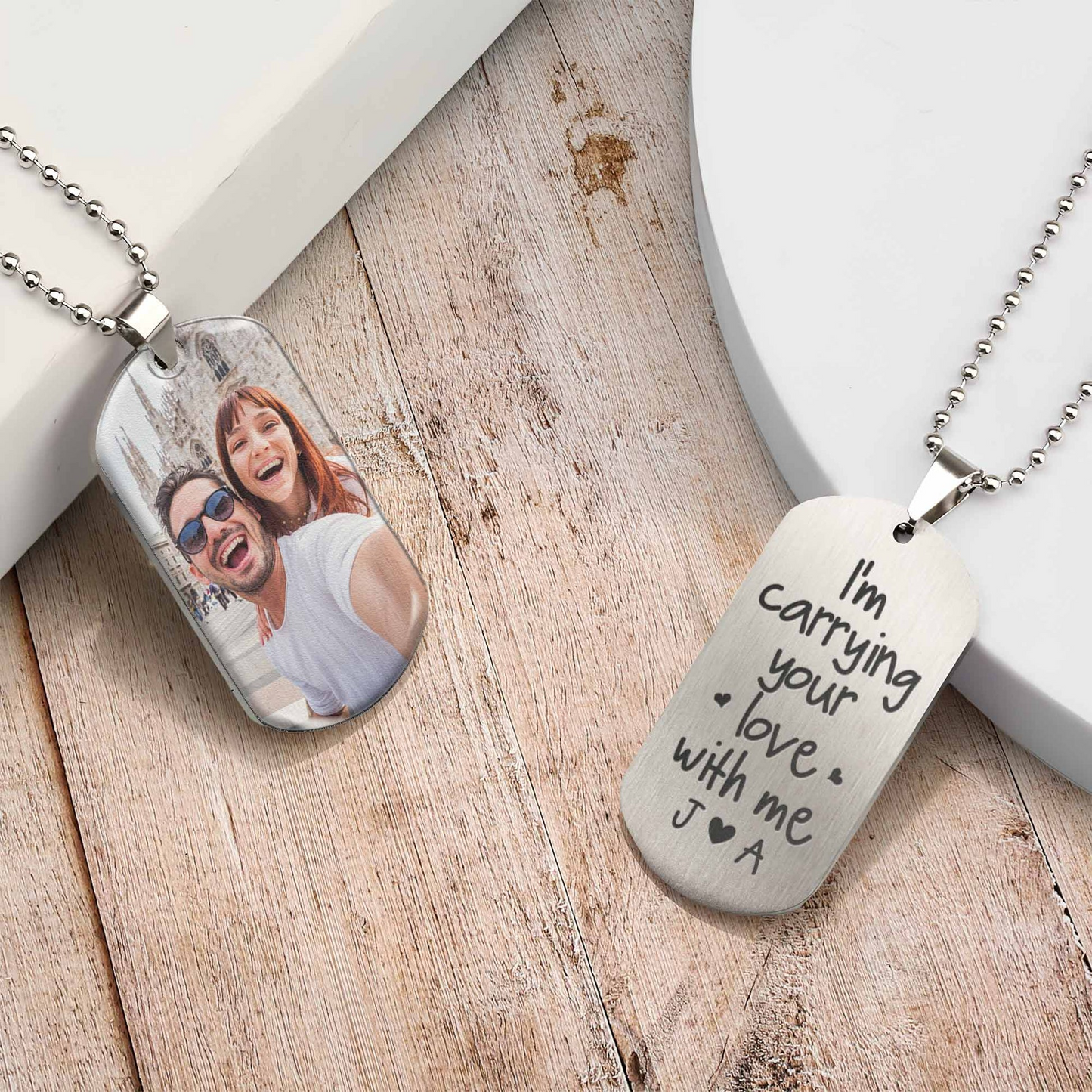 I'm Carrying Your Love With Me - Personalized Photo Dog Tag Necklace