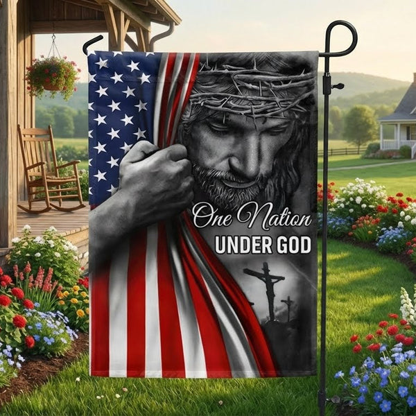 American Flag - One Nation Under God Jesus Flag – Outdoor Decor