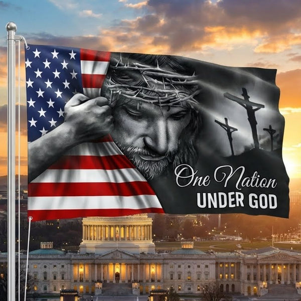 One Nation Under God Flag - Patriotic Grommet Flag Gift for Faithful Hearts & Home Decor