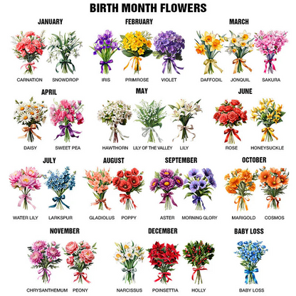 Birth Flower Bouquet - Personalized Leather Makeup Bag