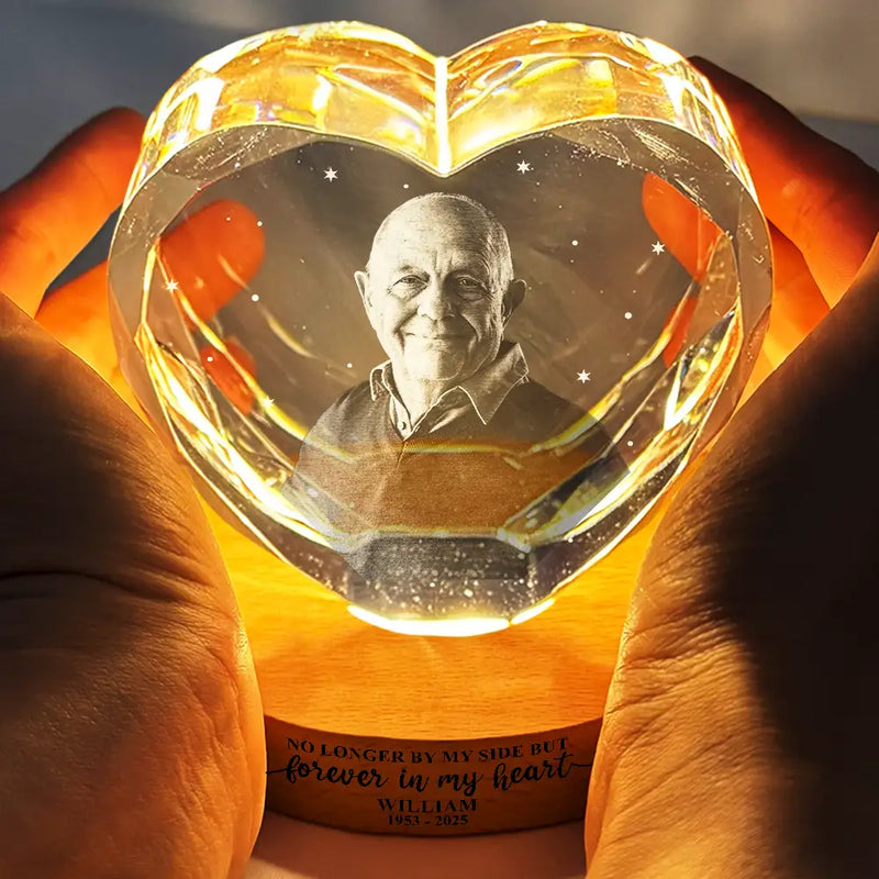 Custom Photo When You Miss Me Have No Fear Memorial - Personalized Crystal Heart Shaped Lamp