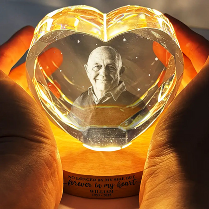 Custom Photo When You Miss Me Have No Fear Memorial - Personalized Crystal Heart Shaped Lamp