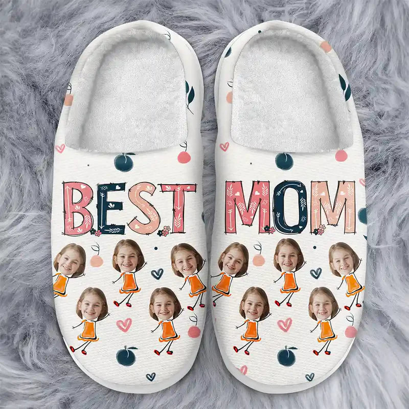 Custom Photo Best Nana Mom Ever - Personalized Fluffy Slippers
