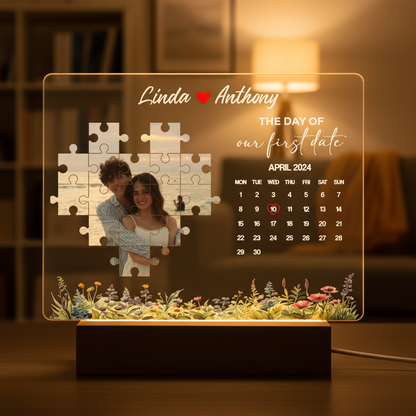 The Day I Found My Missing Piece Light Frame - Personalized3D Led Light Wooden Base
