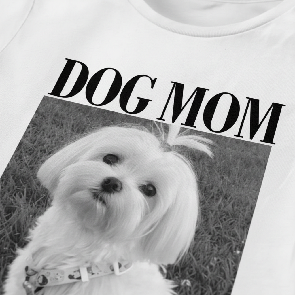 Custom Photo Dog Mom Dog Dad Grayscale Vintage - Personalized Woman T Shirt