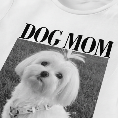 Custom Photo Dog Mom Dog Dad Grayscale Vintage - Personalized Woman T Shirt