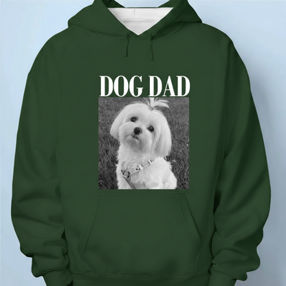 Custom Photo Dog Mom Dog Dad Grayscale Vintage - Personalized Hoodie