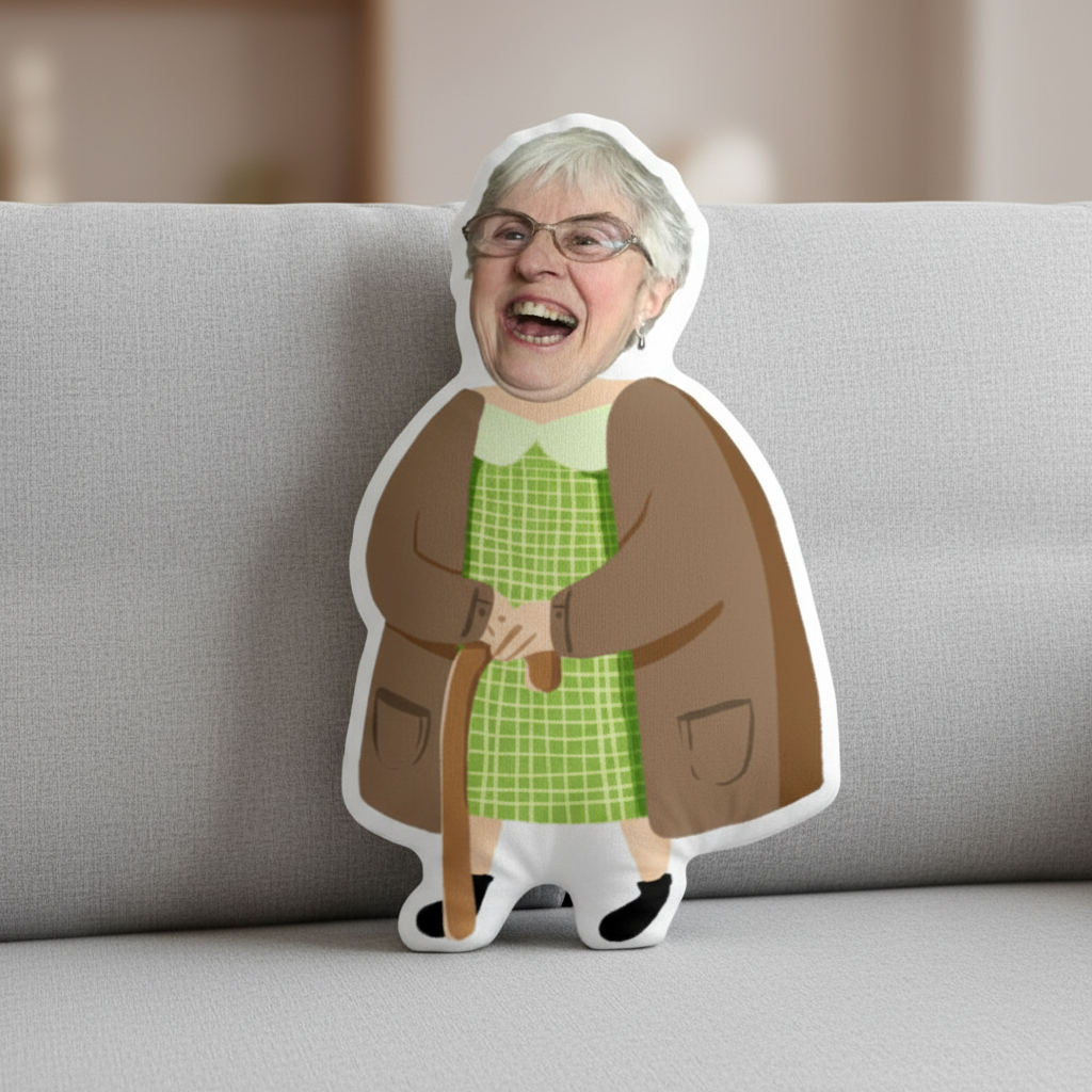 Custom Shaped Photo Pillow – Personalized Funny Face Gift for Mom, Wife, or Grandma