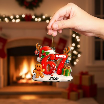 Custom Six Seven Meme Christmas Ornament – Hilarious 6 7 Teen Slang Acrylic Keepsake, Personalized Holiday Decor for Teenagers, Trendy 67 Meme Gift for Friends & Family