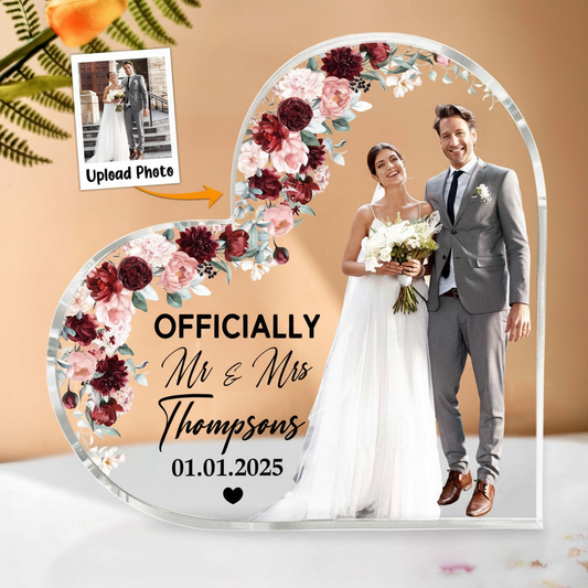 Officially Mr & Mrs - Personalized Acrylic Photo Plaque