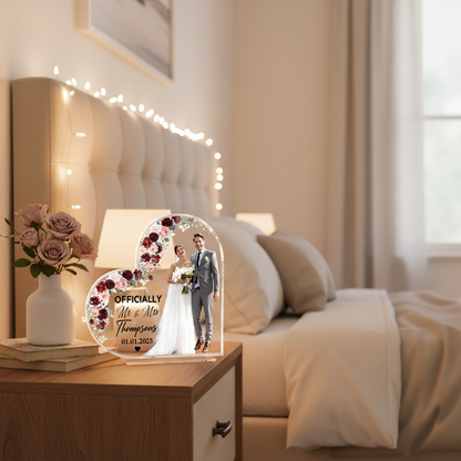 Officially Mr & Mrs - Personalized Acrylic Photo Plaque