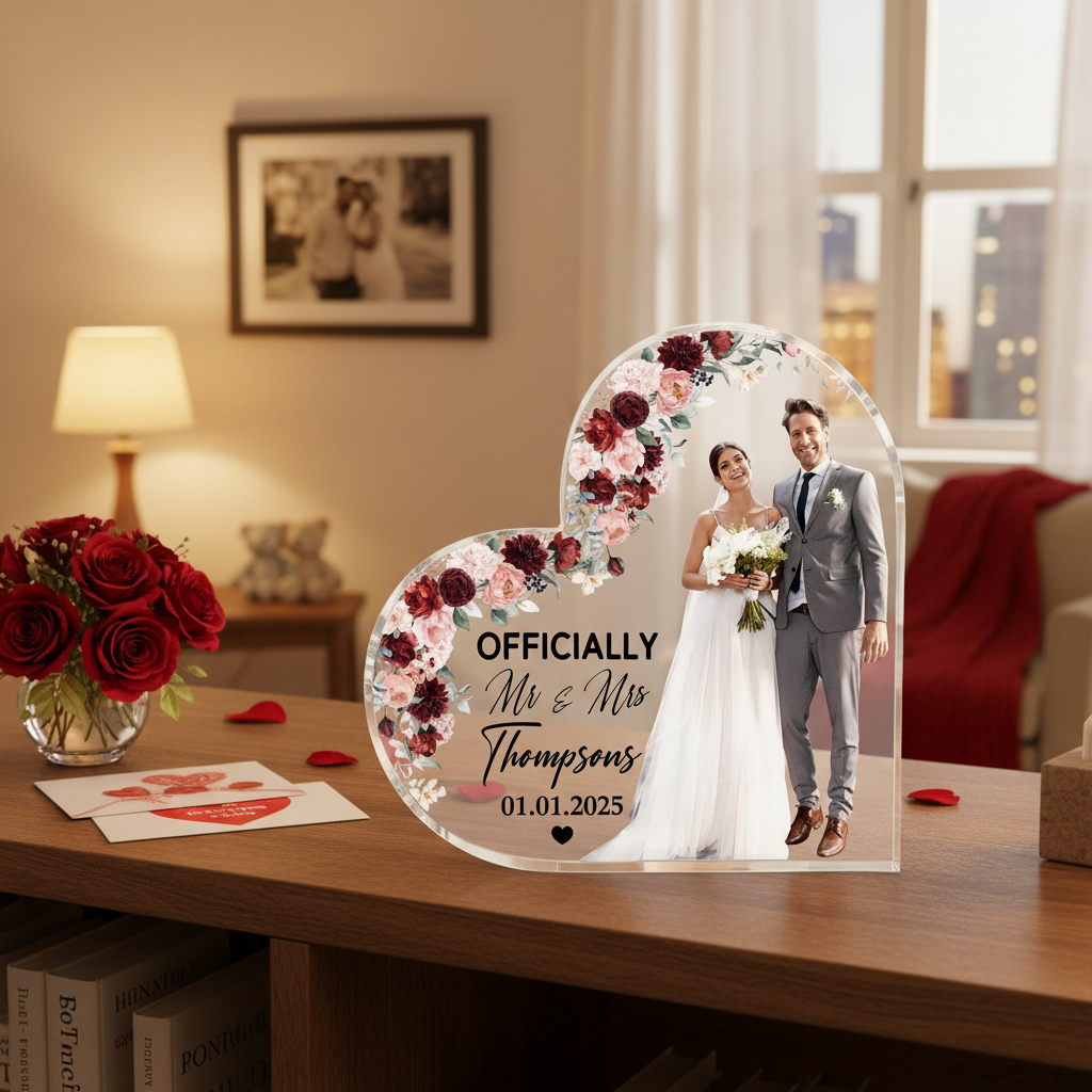 Officially Mr & Mrs - Personalized Acrylic Photo Plaque