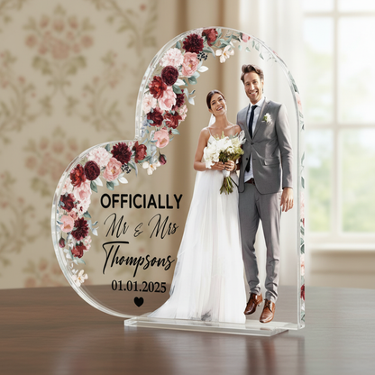 Officially Mr & Mrs - Personalized Acrylic Photo Plaque