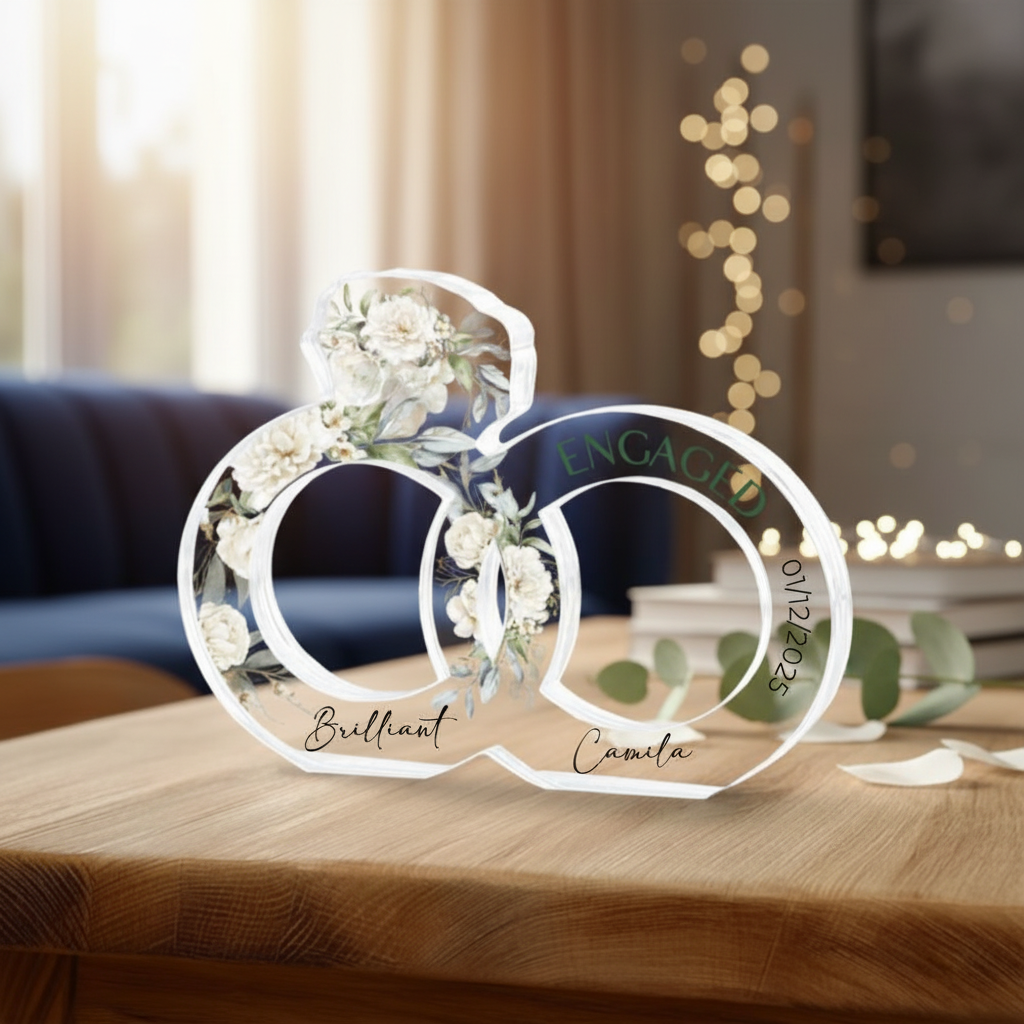 Engagement Gift for Couple, Personalized Engagement Gift, Engaged Acrylic Plaque, Engaged Gift for Couple, Custom Engagement Keepsake Gift