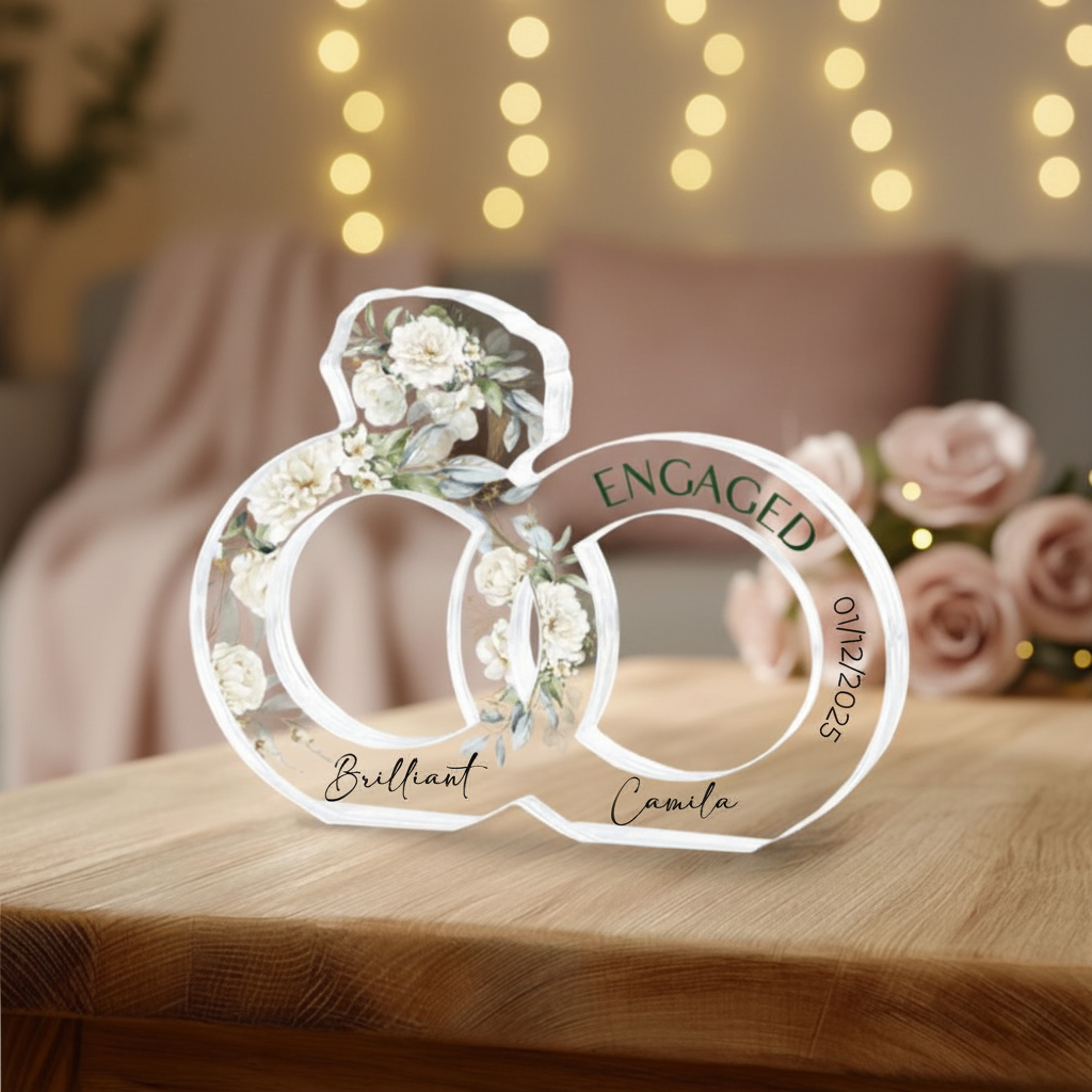 Engagement Gift for Couple, Personalized Engagement Gift, Engaged Acrylic Plaque, Engaged Gift for Couple, Custom Engagement Keepsake Gift