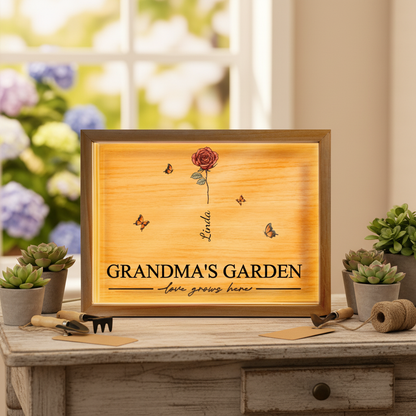 Grandma's Garden Love Grows Here - Personalized Picture Frame Light Box