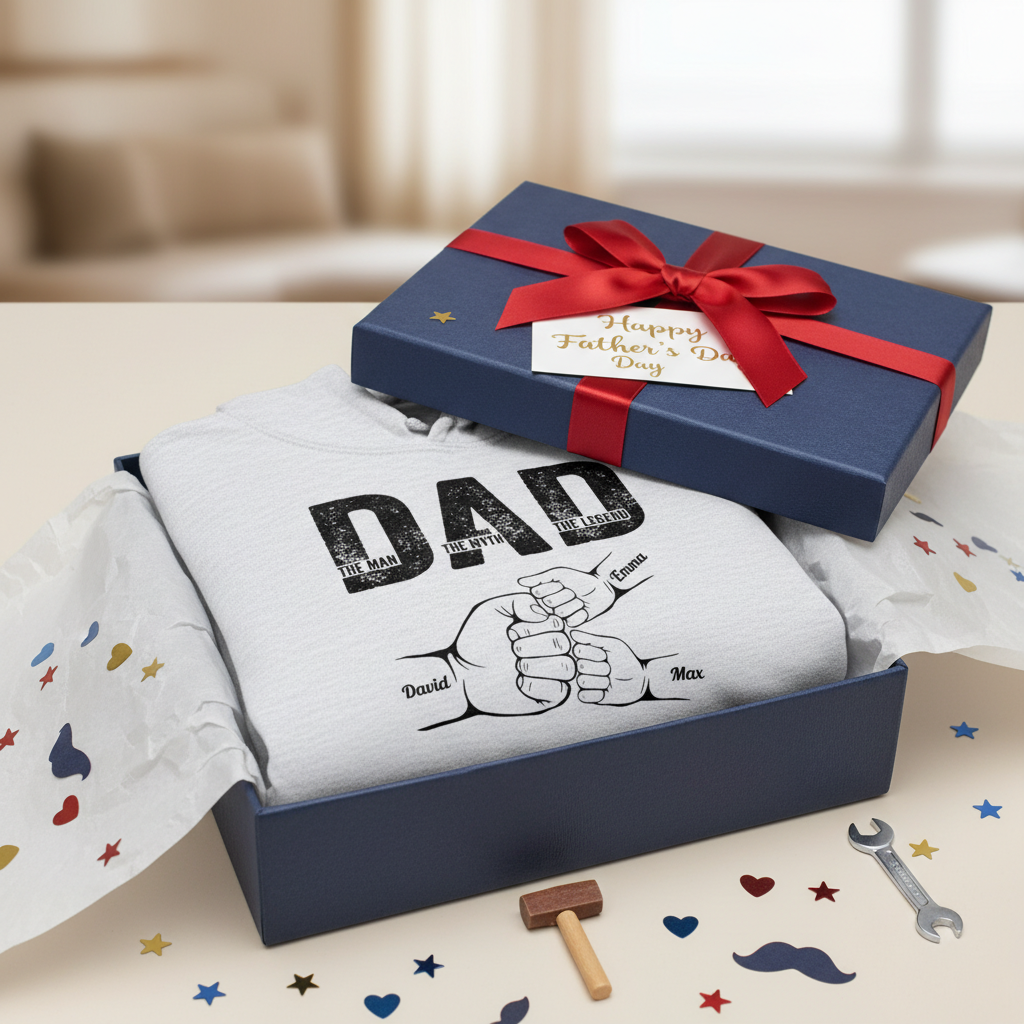 Dad The Man The Myth The Legend - Personalized Hoodie Father's Day