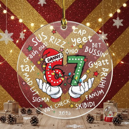 Personalized Funny Kids 6 7 Christmas Ornament – Custom Six Seven Meme Holiday Decoration, Cute Gen Alpha Christmas Tree Ornament, Trendy Personalized Gift for Kids & Families