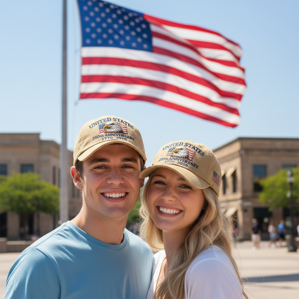 Custom Name United States 250th Anniversary Hat (1776–2026) – Embroidered Eagle Cap