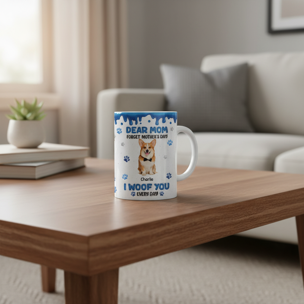 Forget Mother's Day We Woof You Everyday - Personalized White Edge-to-Edge Mug