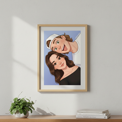 Cute Moments – Custom Cartoon Portrait Poster Perfect Gift for Couple, Family, Friends