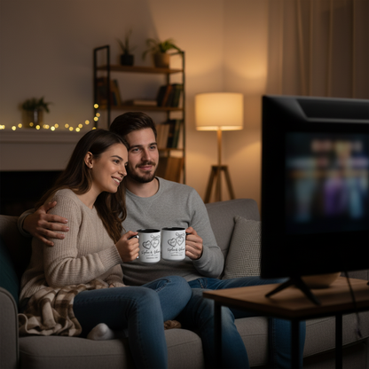 Personalized Mr & Mrs Engagement Mug – Custom Heart Locket Couple Gift for Bridal & Wedding Celebrations