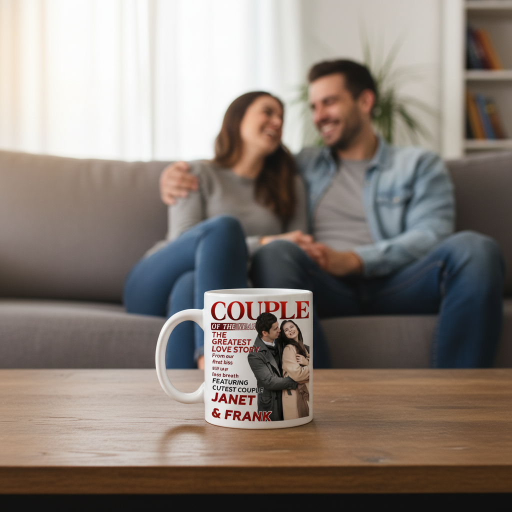 Custom Photo Couple Of The Year Magazine - Personalized Mug