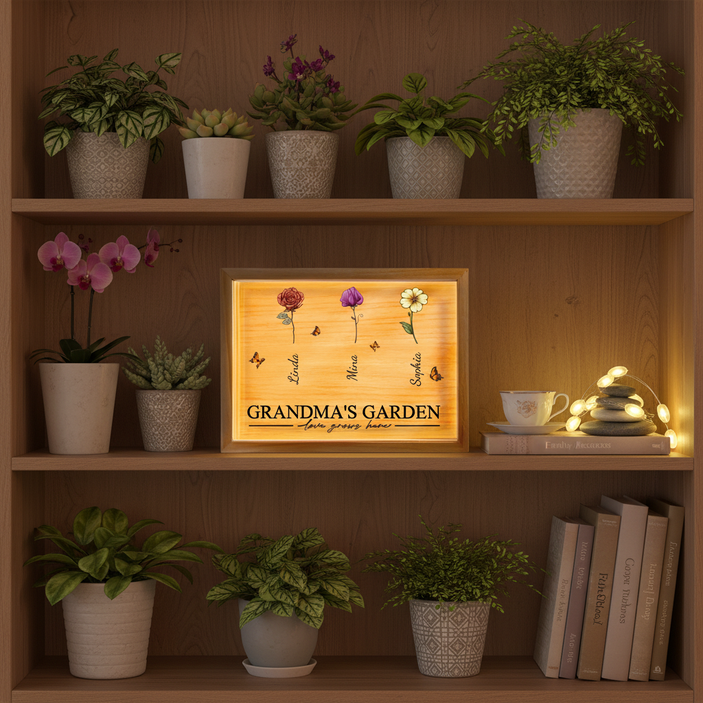 Grandma's Garden Love Grows Here - Personalized Picture Frame Light Box